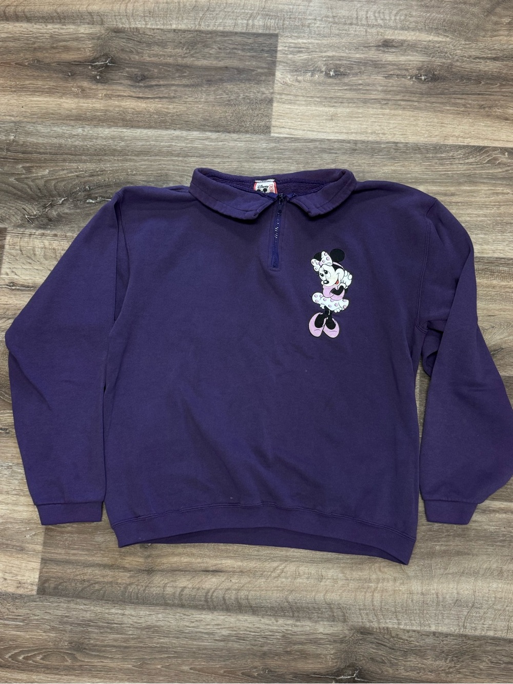 Disney Designs Vintage Minnie Mouse Purple Quarter Zip Sweatshirt Women’s OS